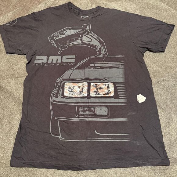 DeLorean Motor Company Shirt Mens XL Extra Large Black DMC Car Graphic Logo Tee